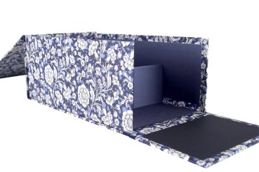 Sorting box, rectangular, stackable, rose pattern pale lilac, pastel, lilac-colored, hinged lid with locking tab overlapping